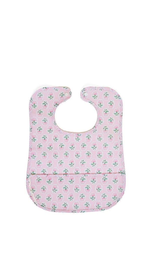 Pink petite fleur floral clean up bib for baby