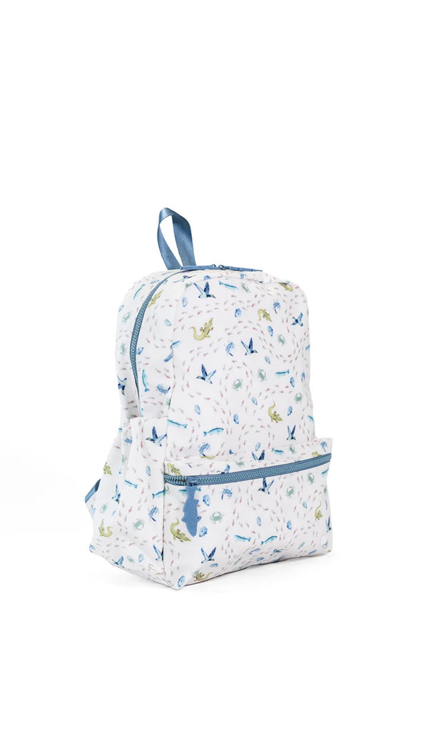 Blue coastal tides print TRVL Backpacker bag