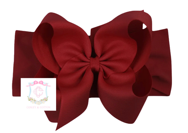 Burgundy bow headband