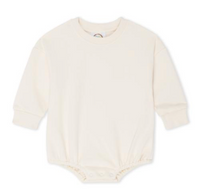 Cream cotton sweatshirt bubble romper for baby