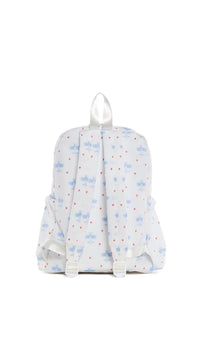 Backpack with airplane and star pattern on a white background