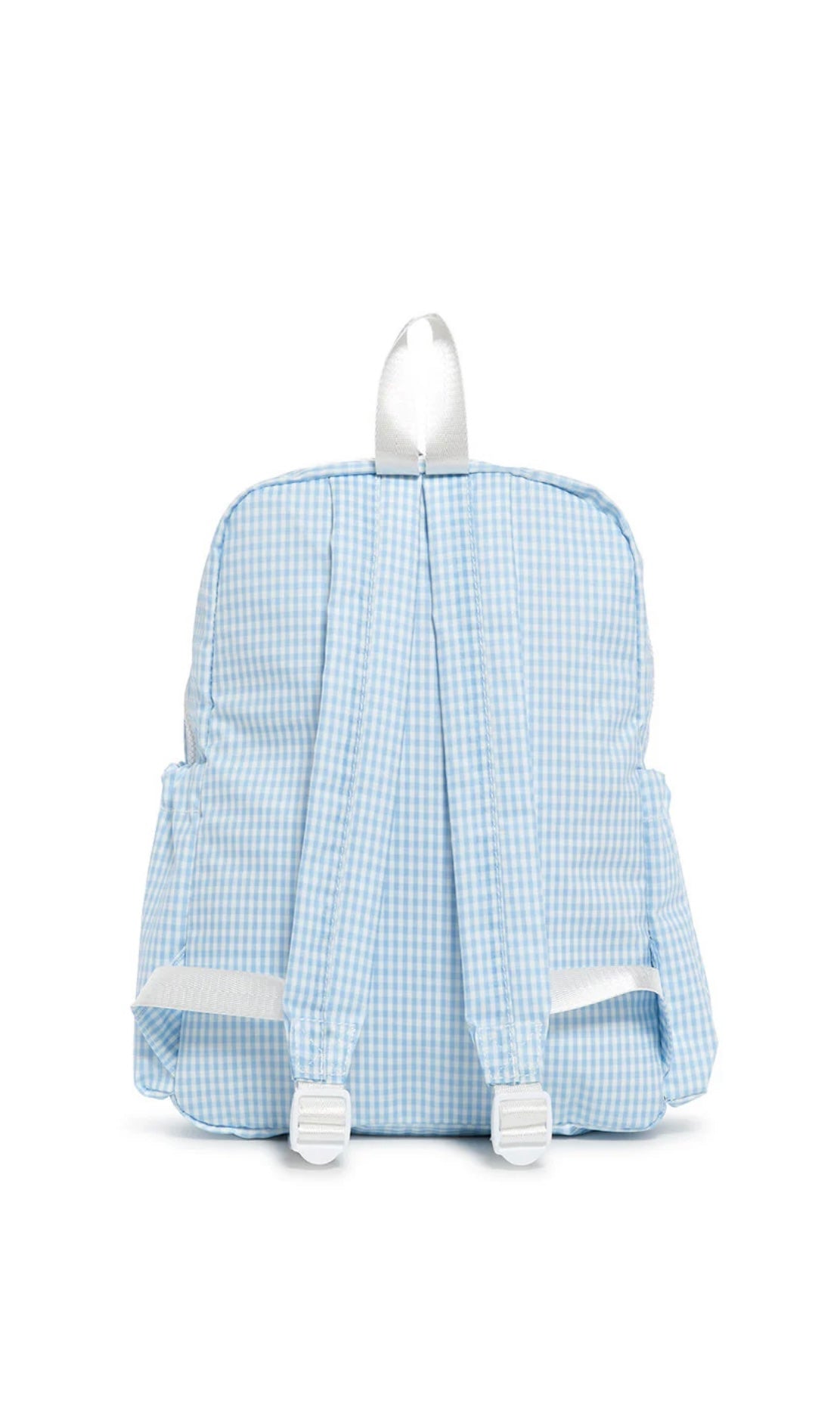 Mist blue gingham TRVL Backpacker bag