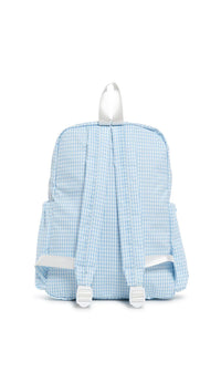 Mist blue gingham TRVL Backpacker bag