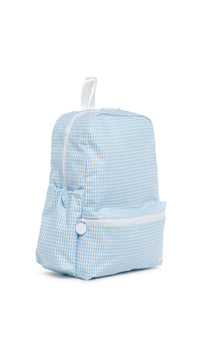 Mist blue gingham TRVL Backpacker bag