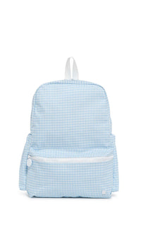 Mist blue gingham TRVL Backpacker bag