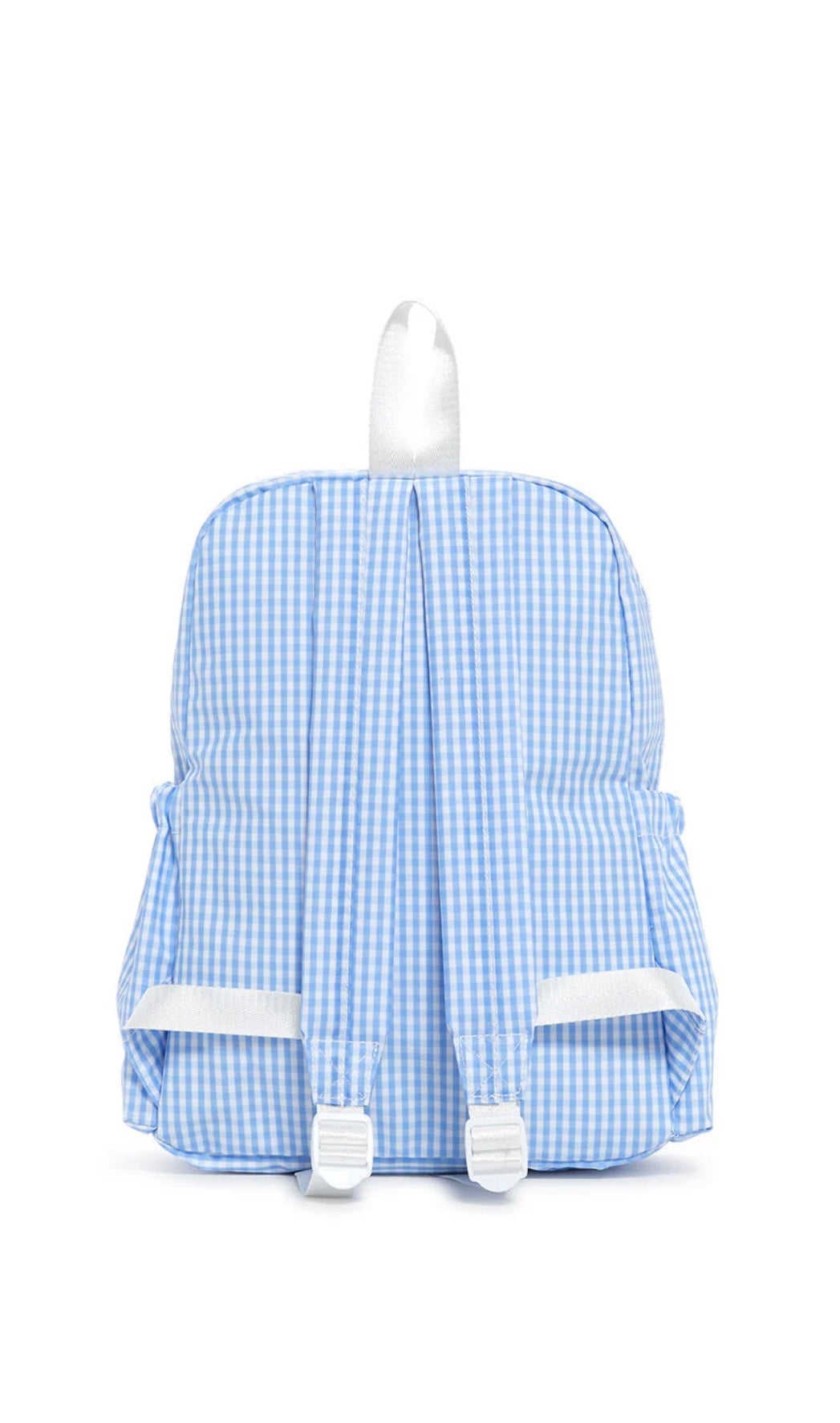 Sky blue gingham TRVL Backpacker bag