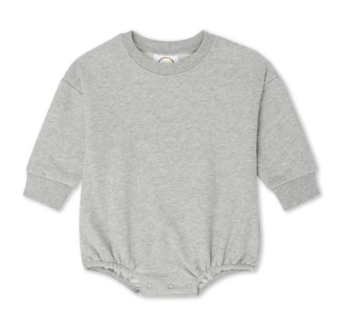 Gray cotton sweatshirt bubble romper for baby