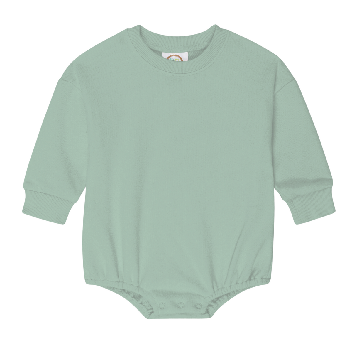 Green cotton sweatshirt bubble romper for baby