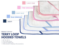 Hooded towel for baby, available in blue and pink gingham