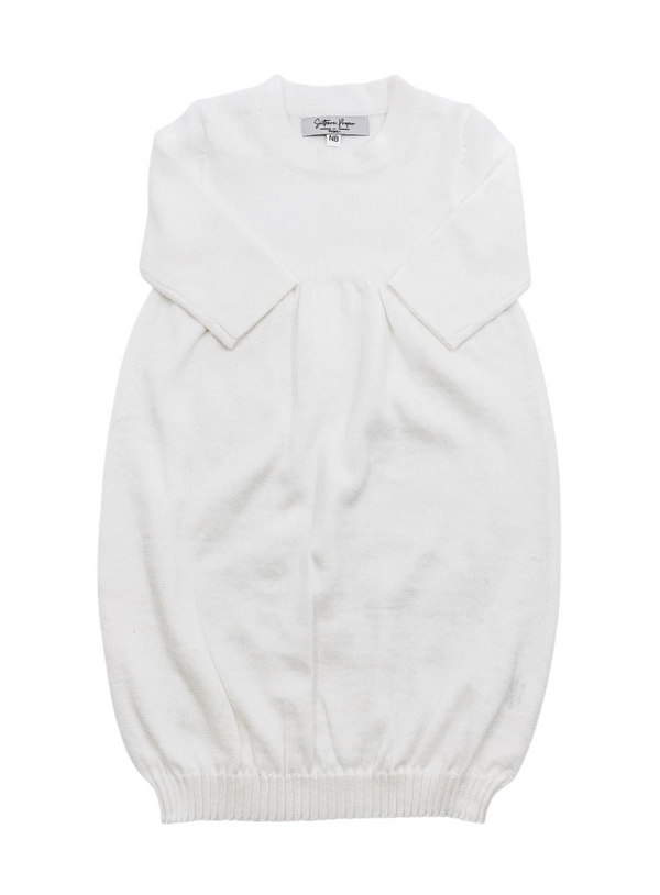 White knit baby gown for newborn