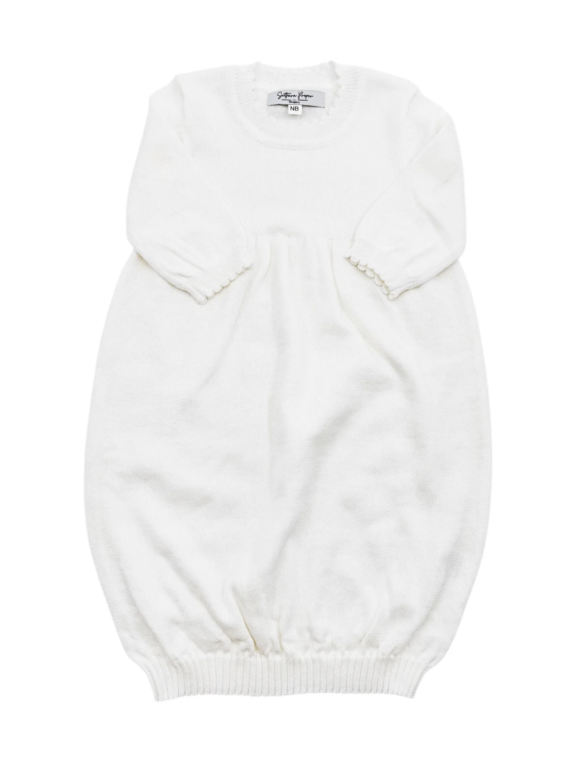 White knit baby gown for newborn