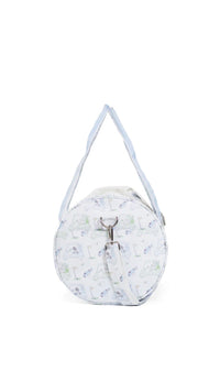 Round golf-patterned bag with a strap on a white background