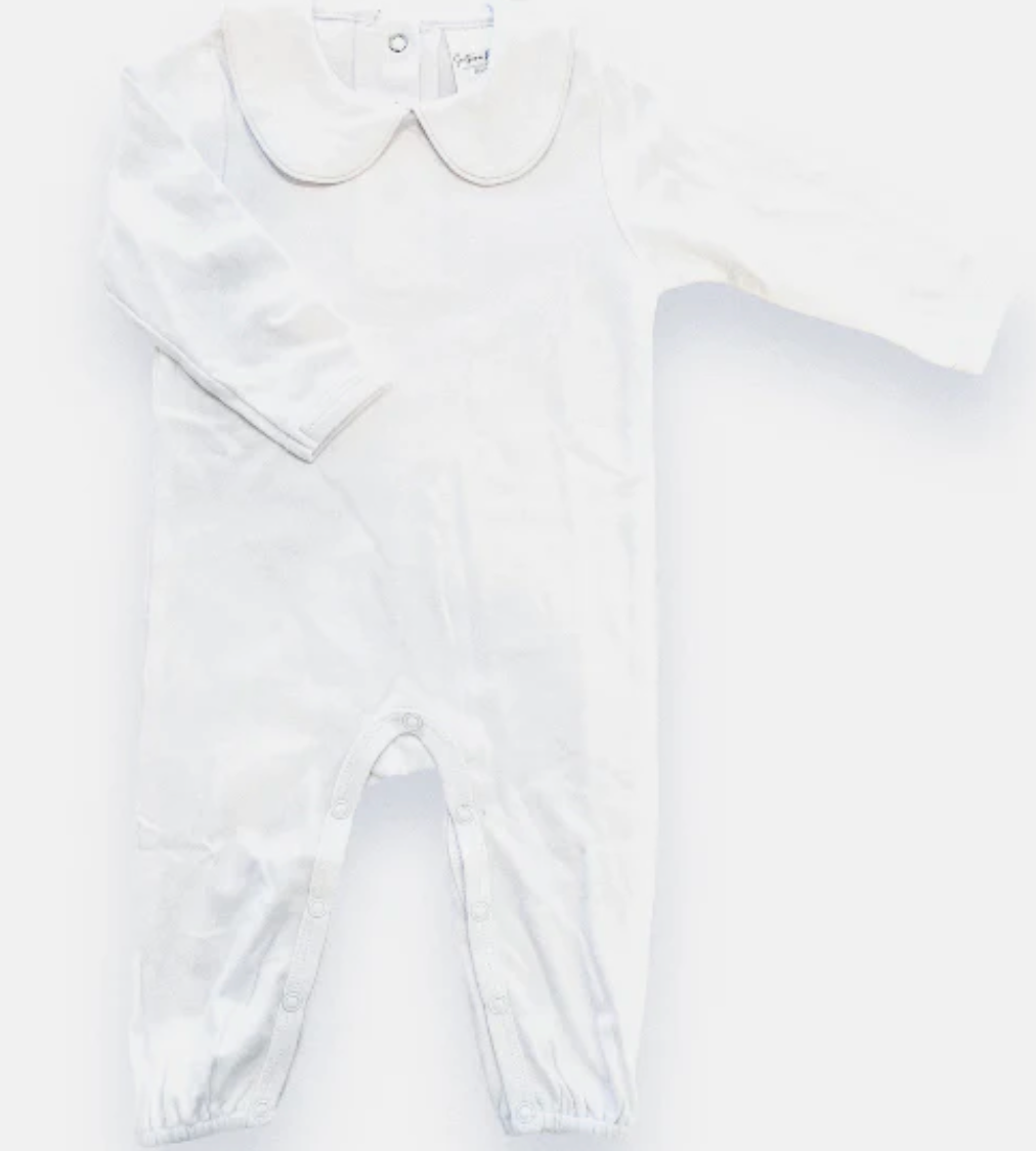 White long sleeve collared romper for baby boys