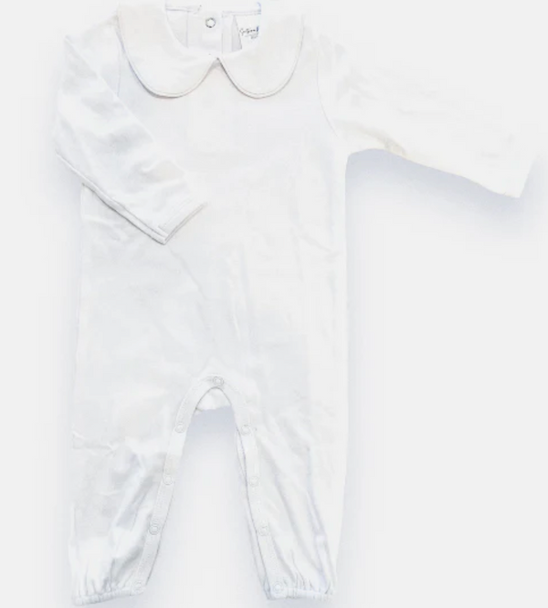 White long sleeve collared romper for baby boys