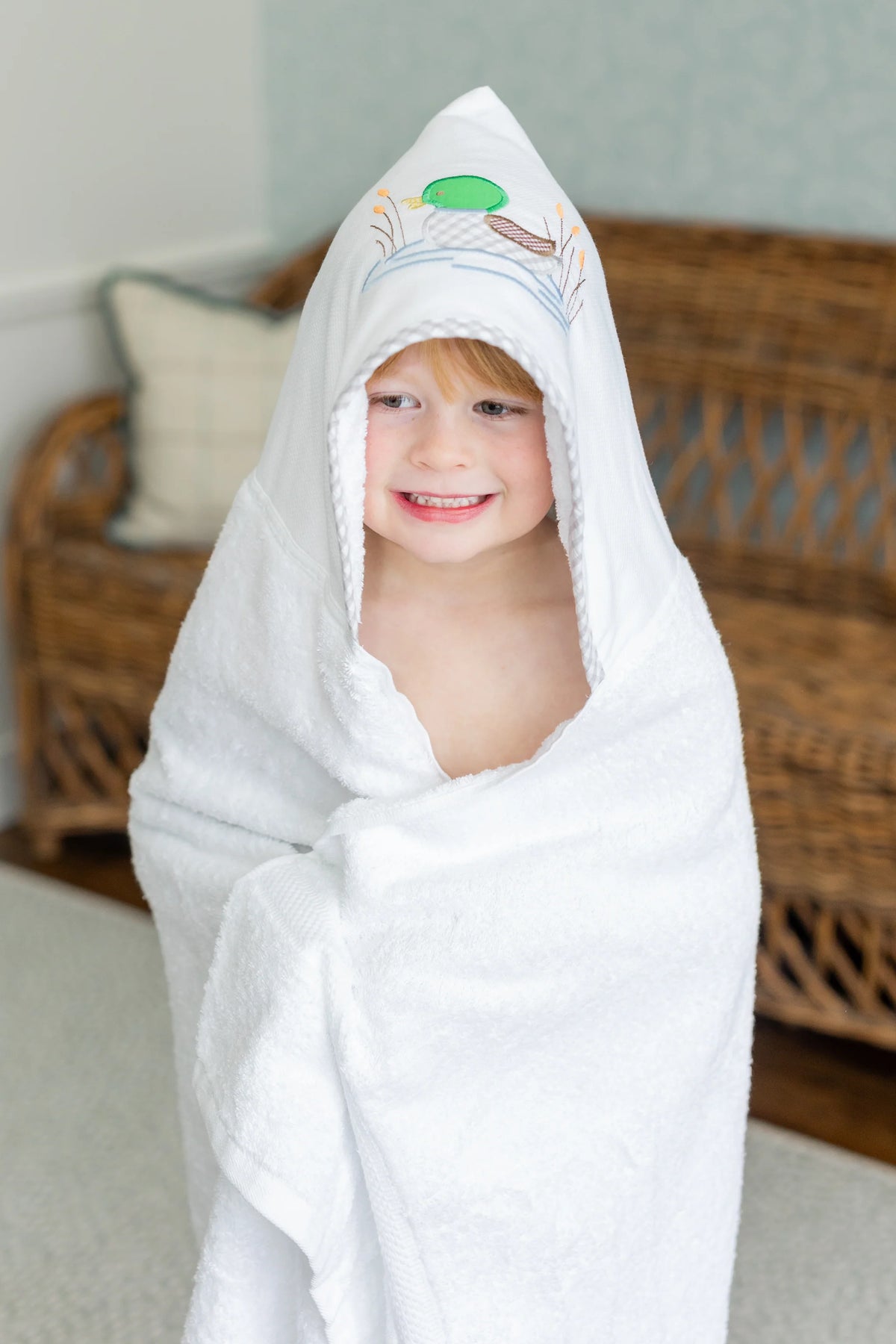 Mallard duck print hooded towel for kids