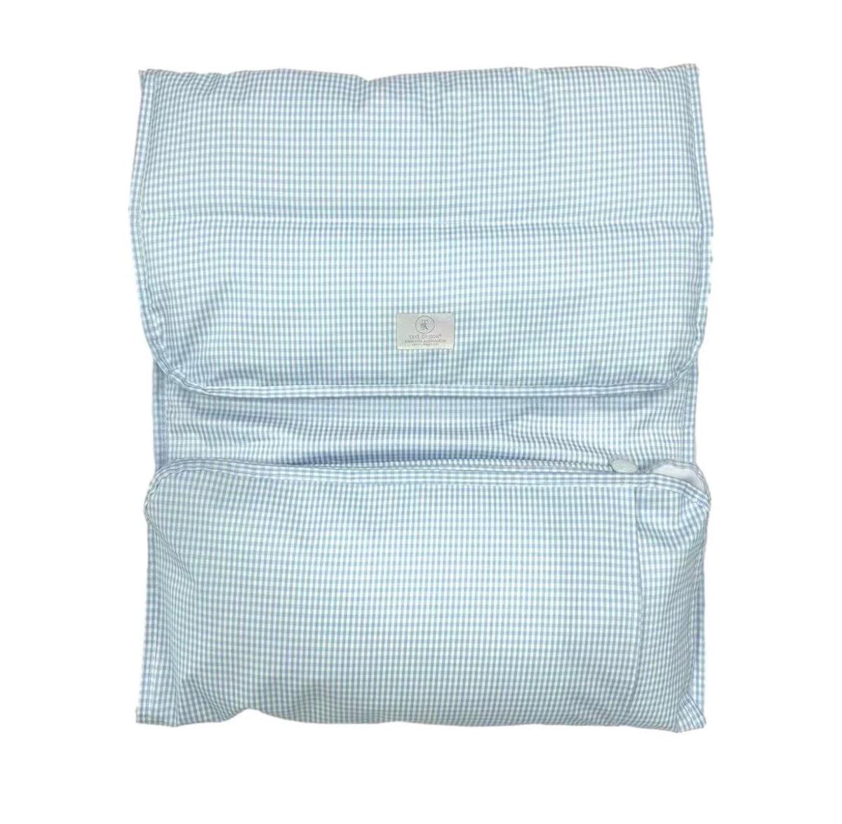 Mist blue gingham TRVL nap mat