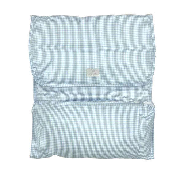 Mist blue gingham TRVL nap mat