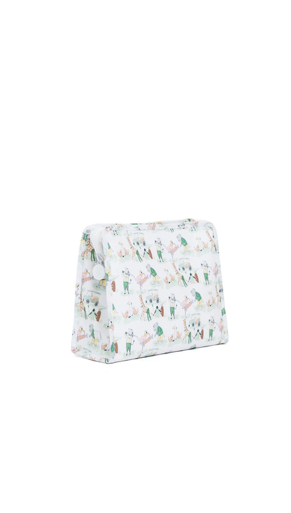 Rectangular pouch with golf animal  pattern on a white background