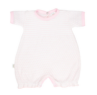 Pink pinstripe knit bubble with ruffle hem and pima trim by Paty