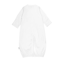 White organic cotton interlock converter gown with blue trim by Paty