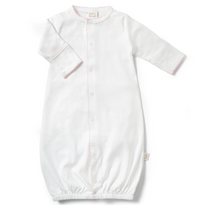 White organic cotton interlock converter gown with pink trim by Paty