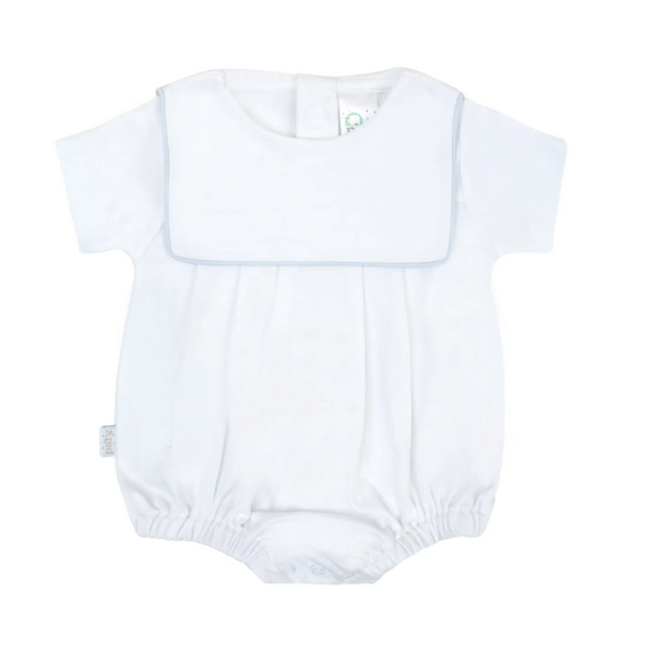 Blue Paty pima bubble romper for baby