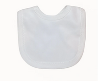Picot trim baby bib, available in pink and blue