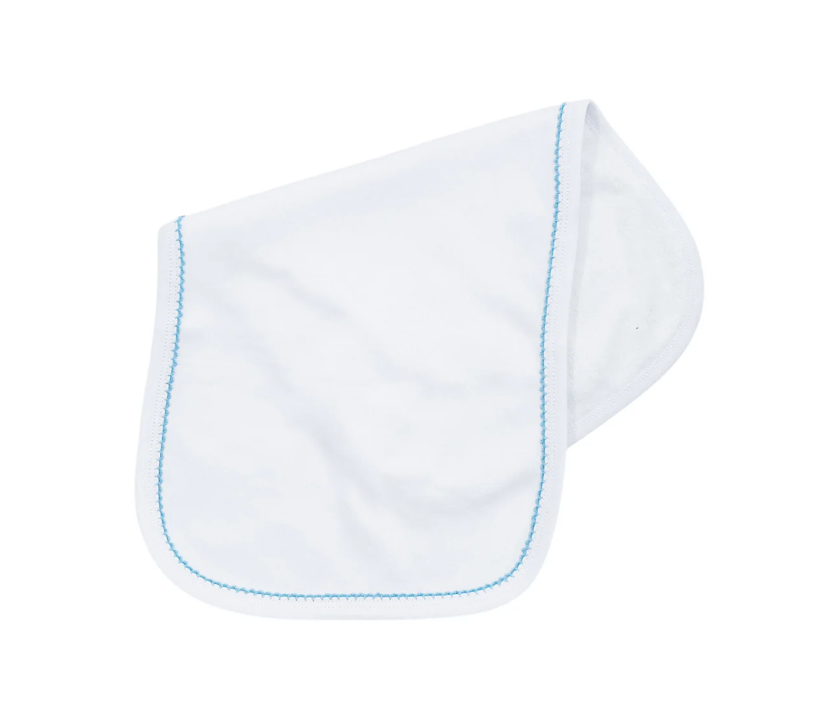 Picot trim baby burp cloth, available in pink and blue