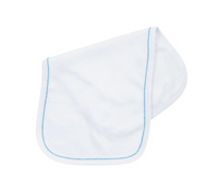 Picot trim baby burp cloth, available in pink and blue