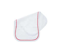 Picot trim baby burp cloth, available in pink and blue