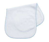 Picot trim baby burp cloth, available in pink and blue