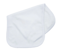 Picot trim baby burp cloth, available in pink and blue