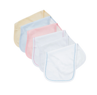 Picot trim baby burp cloth, available in pink and blue