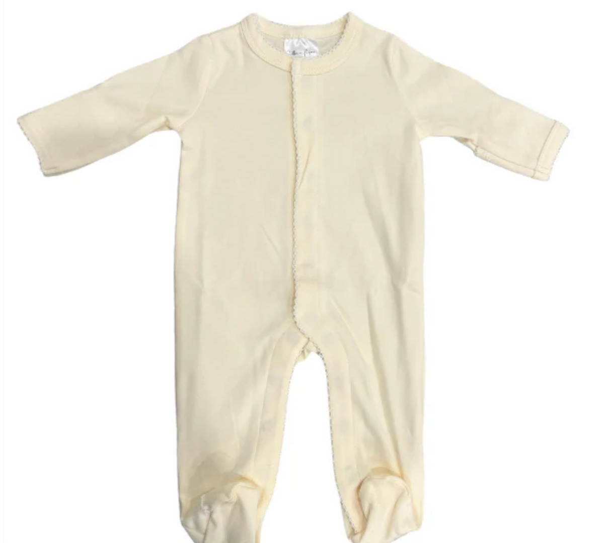 White picot trim footie for baby