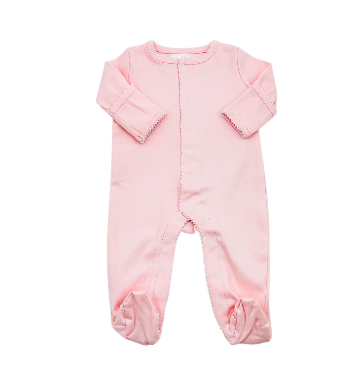 White picot trim footie for baby