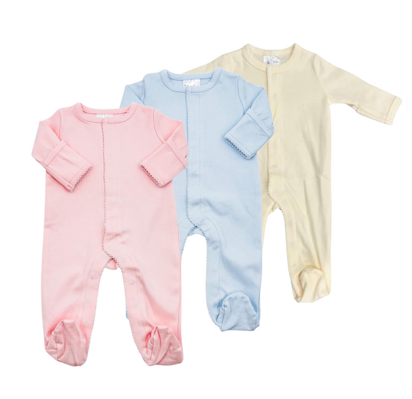 White picot trim footie for baby
