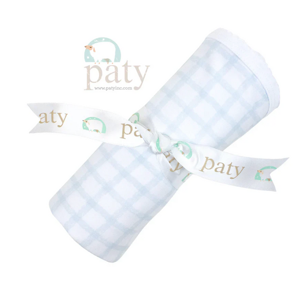 Blue gingham pima cotton baby blanket