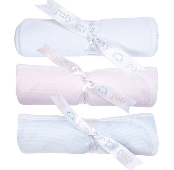 Blue stripe pima cotton baby blanket