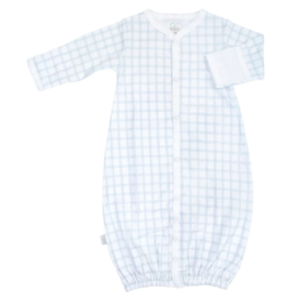Blue gingham pima cotton converter gown by Paty