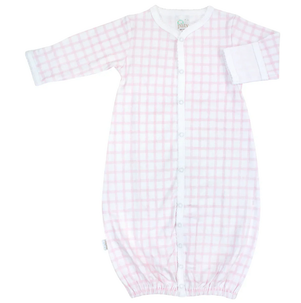 Pink gingham pima cotton converter gown by Paty