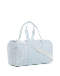 Blue Pimlico plaid TRVL Weekender duffel bag