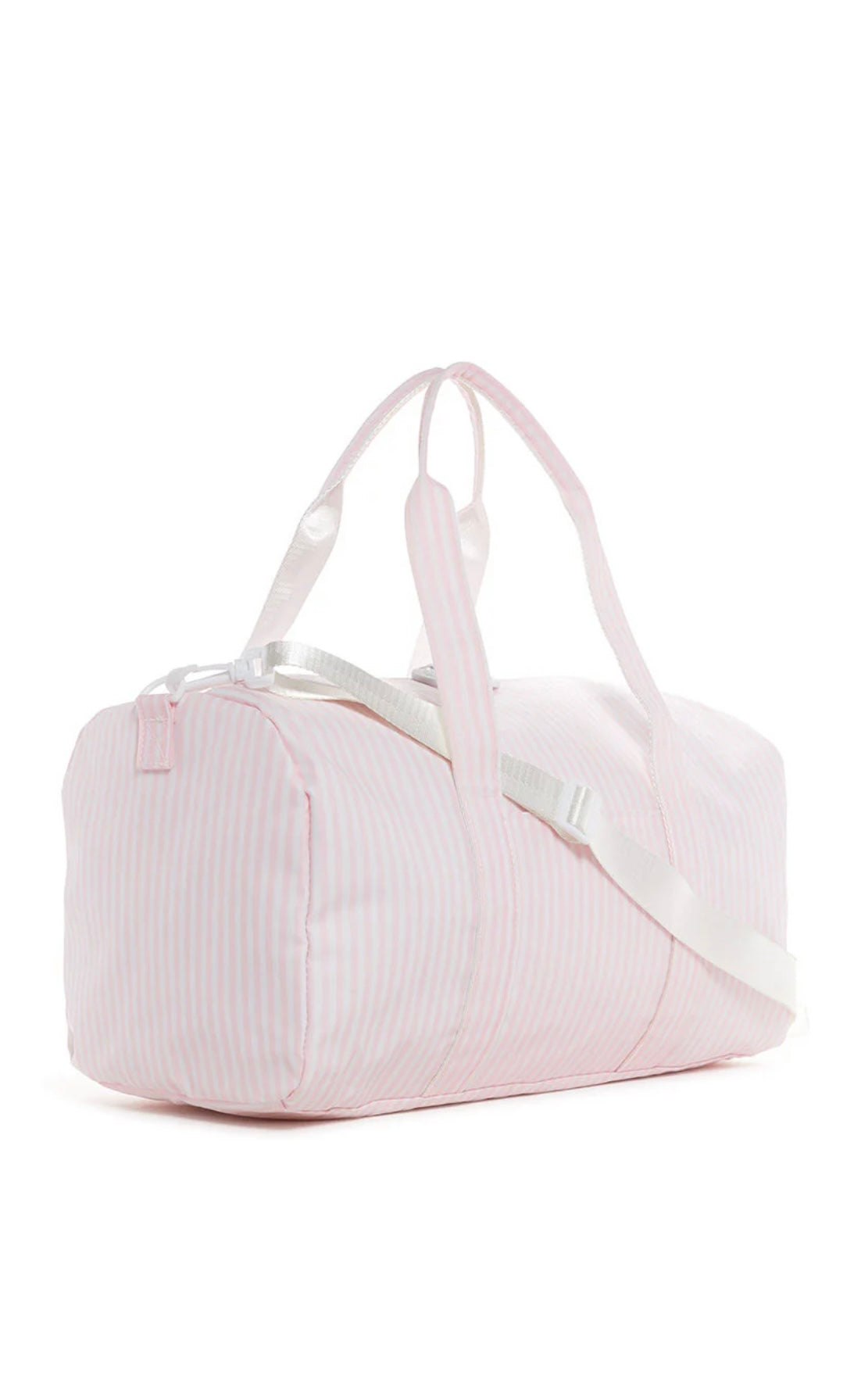 Pink Pimlico stripe TRVL Weekender duffel bag