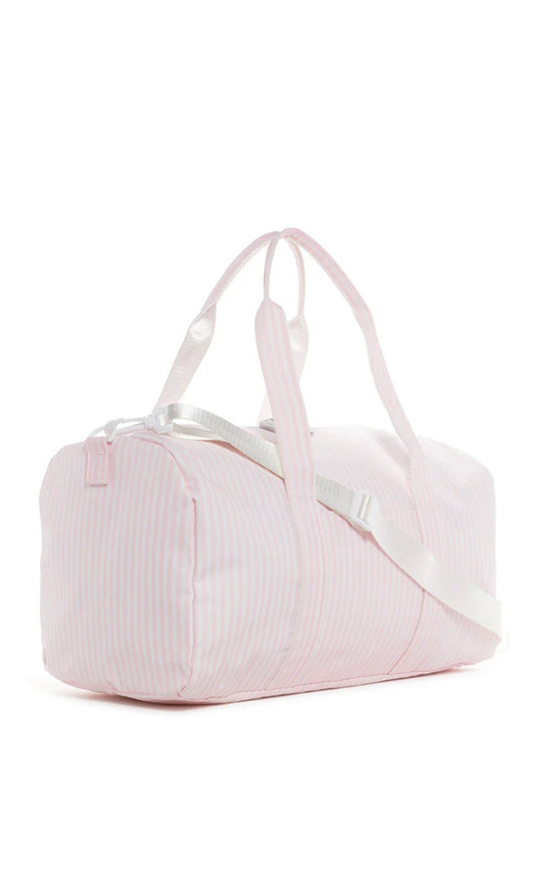 Pink Pimlico stripe TRVL Weekender duffel bag