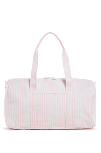 Pink Pimlico stripe TRVL Weekender duffel bag