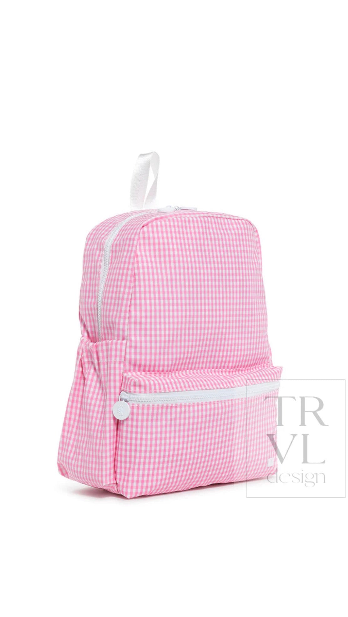 Hot pink gingham TRVL Backpacker bag
