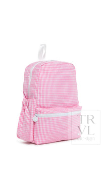 Hot pink gingham TRVL Backpacker bag