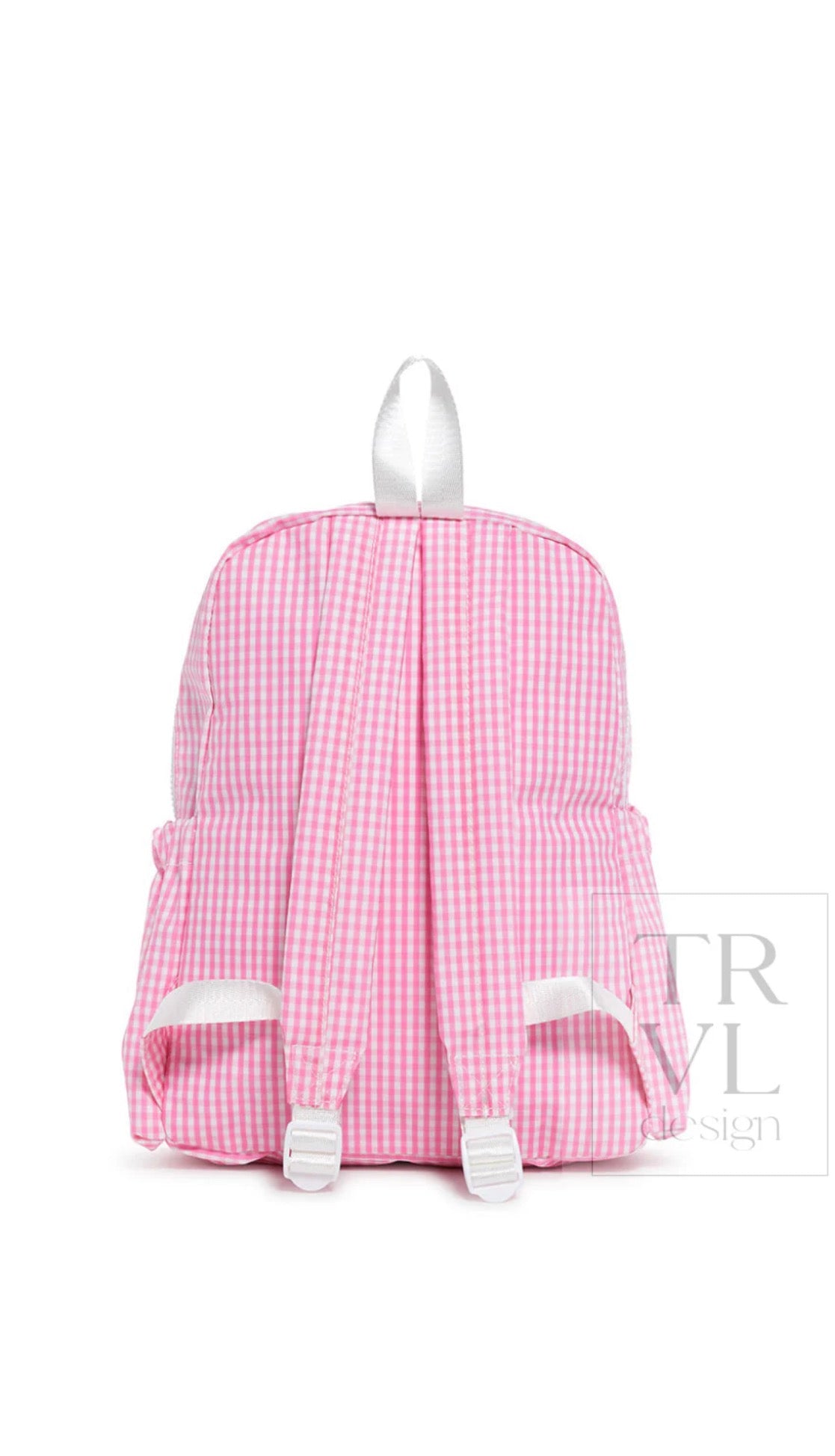 Hot pink gingham TRVL Backpacker bag