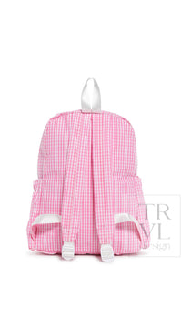 Hot pink gingham TRVL Backpacker bag