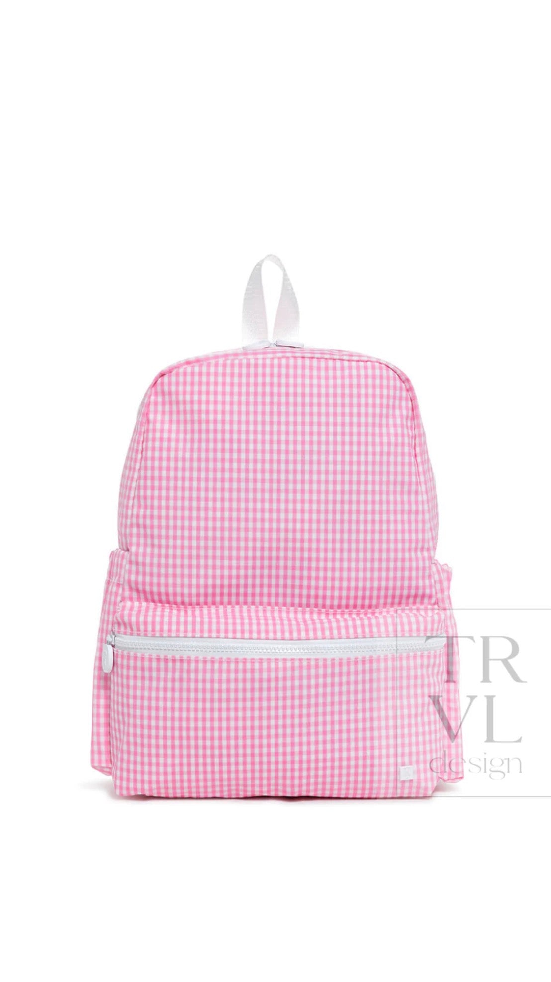 Hot pink gingham TRVL Backpacker bag