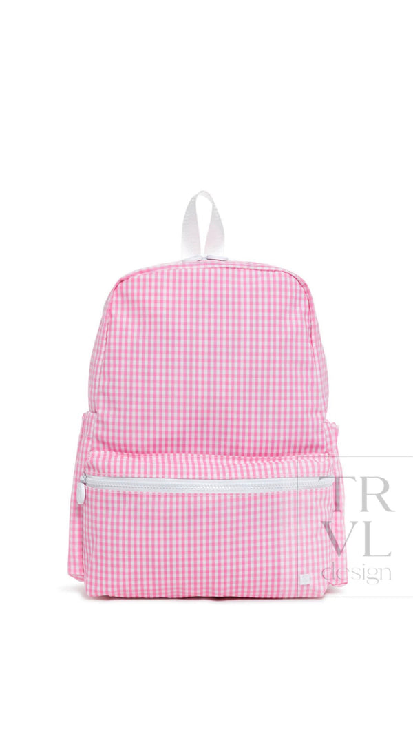 Hot pink gingham TRVL Backpacker bag